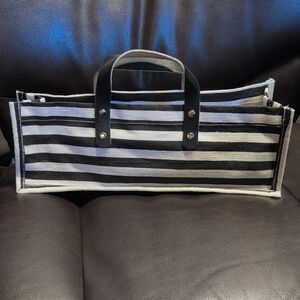 Striped Black and White Wine Bag Tote
